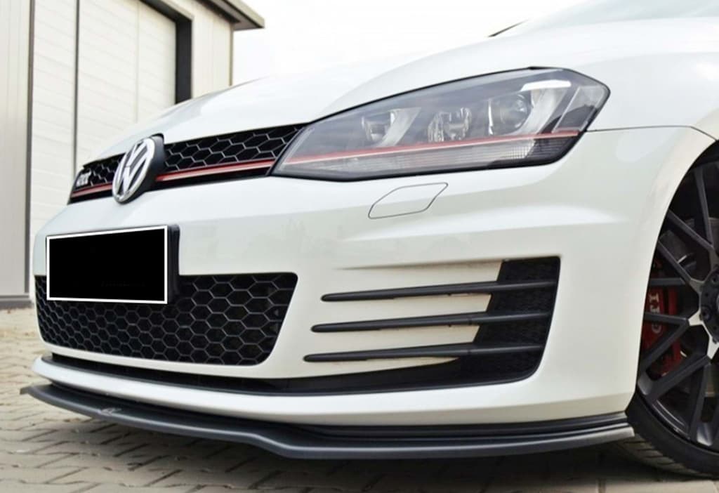 Передня Lip накладка V-2 (для GTI, 2012-2017, чорний глянець)