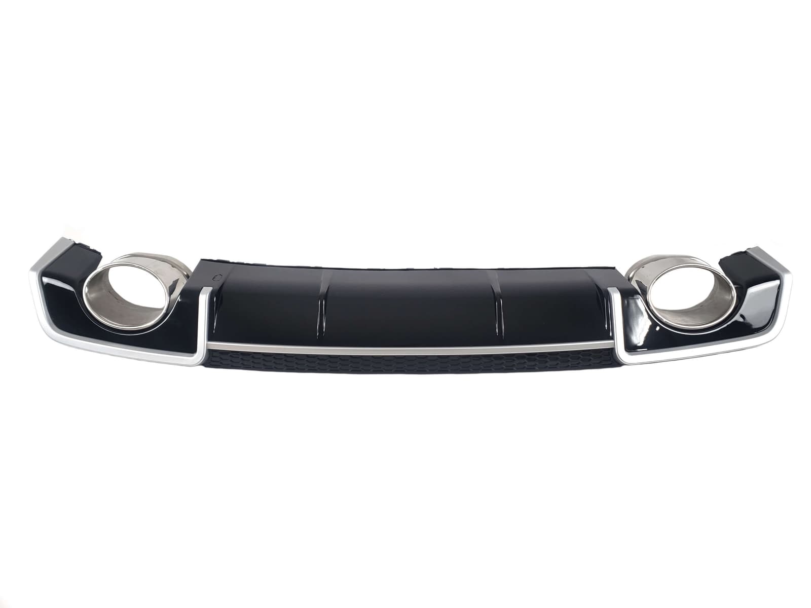Дифузор (заднього бампера) Black Silver / Chrome Pipe (в стилі RS3) Sedan на Audi A3 8V 2012-2016 року