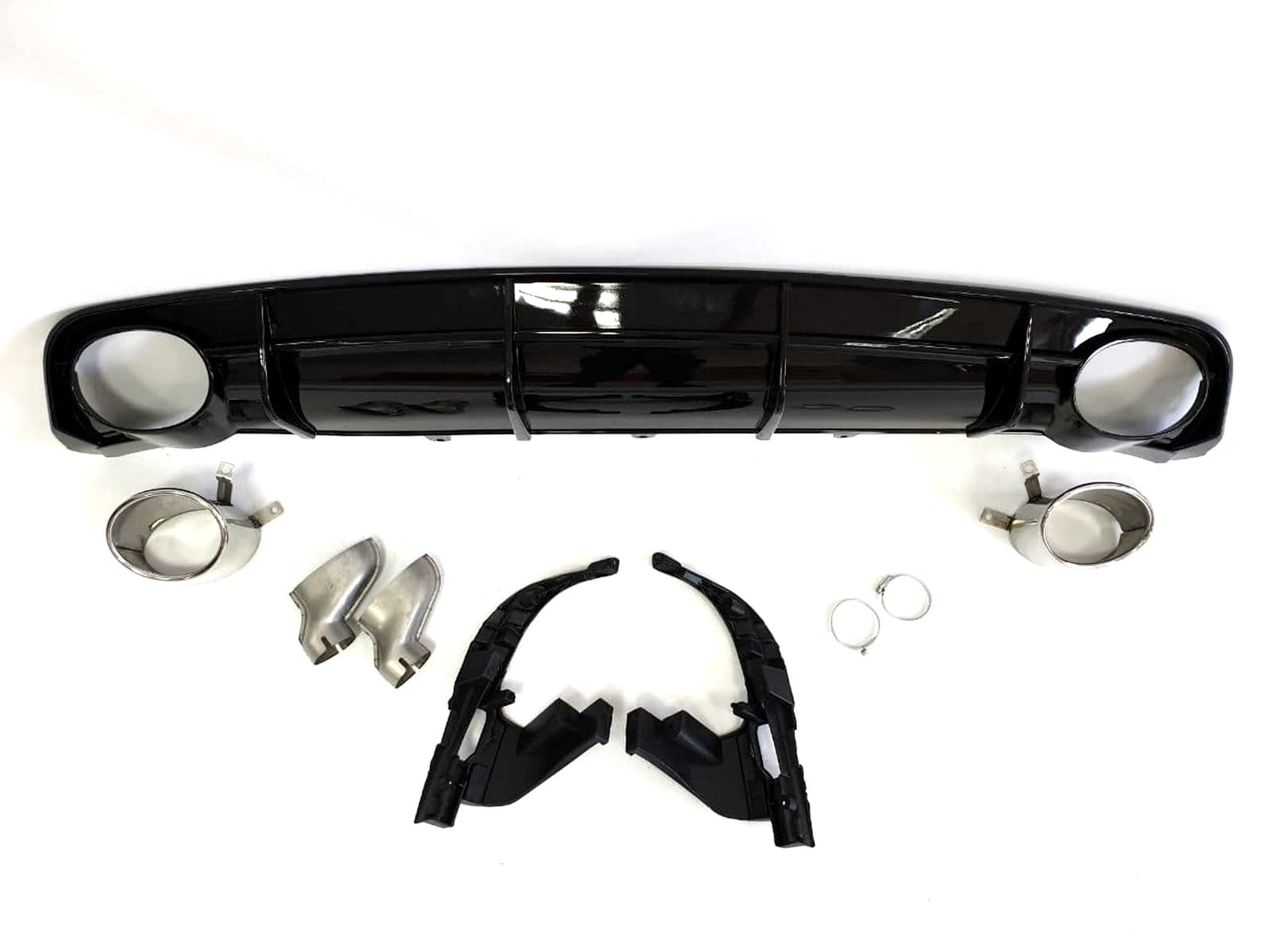 Дифузор (заднього бампера) Full Black / Chrome Pipe (в стилі RS6) на Audi A6 C7 2014-2018 року