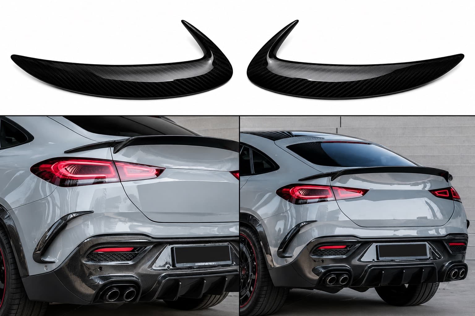 Накладки на задній бампер (для GLE 350/GLE450/GLE63 2019-2023, Карбон)