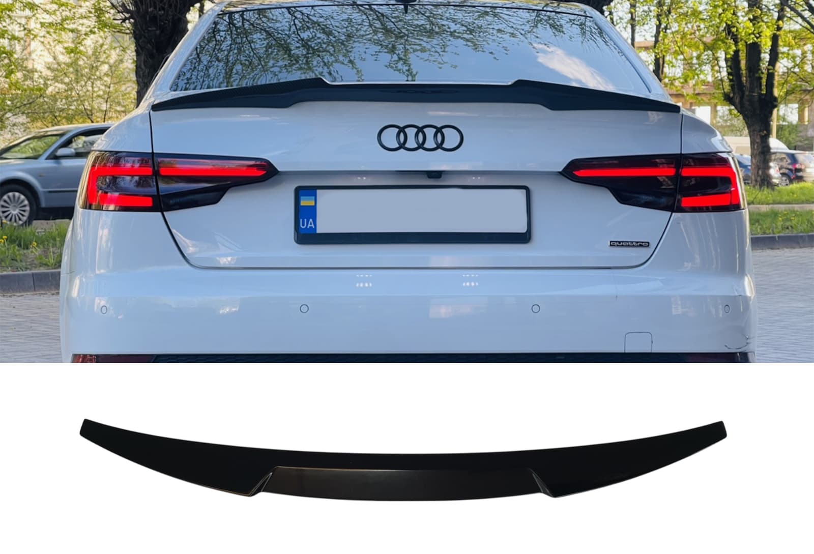 Спойлер Чорний глянець V1 на Audi A4 B9 2015-2019 року