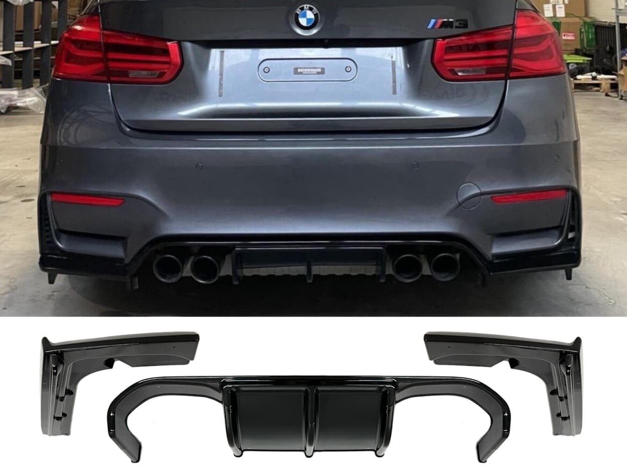 Накладка заднього бампера дифузор M-Vorsteiner до бампера M3 для BMW 3 series F30 2012-2018, колір чорний глянець