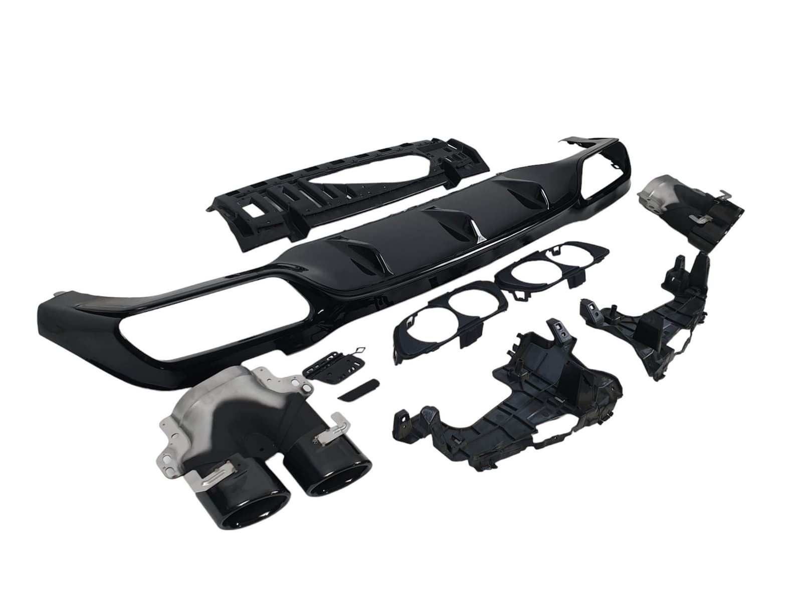 Дифузор (заднього бампера) Black / Black Pipe (стиль E53) AMG на Mercedes-Benz E-Class W213 2016-2020 року 2
