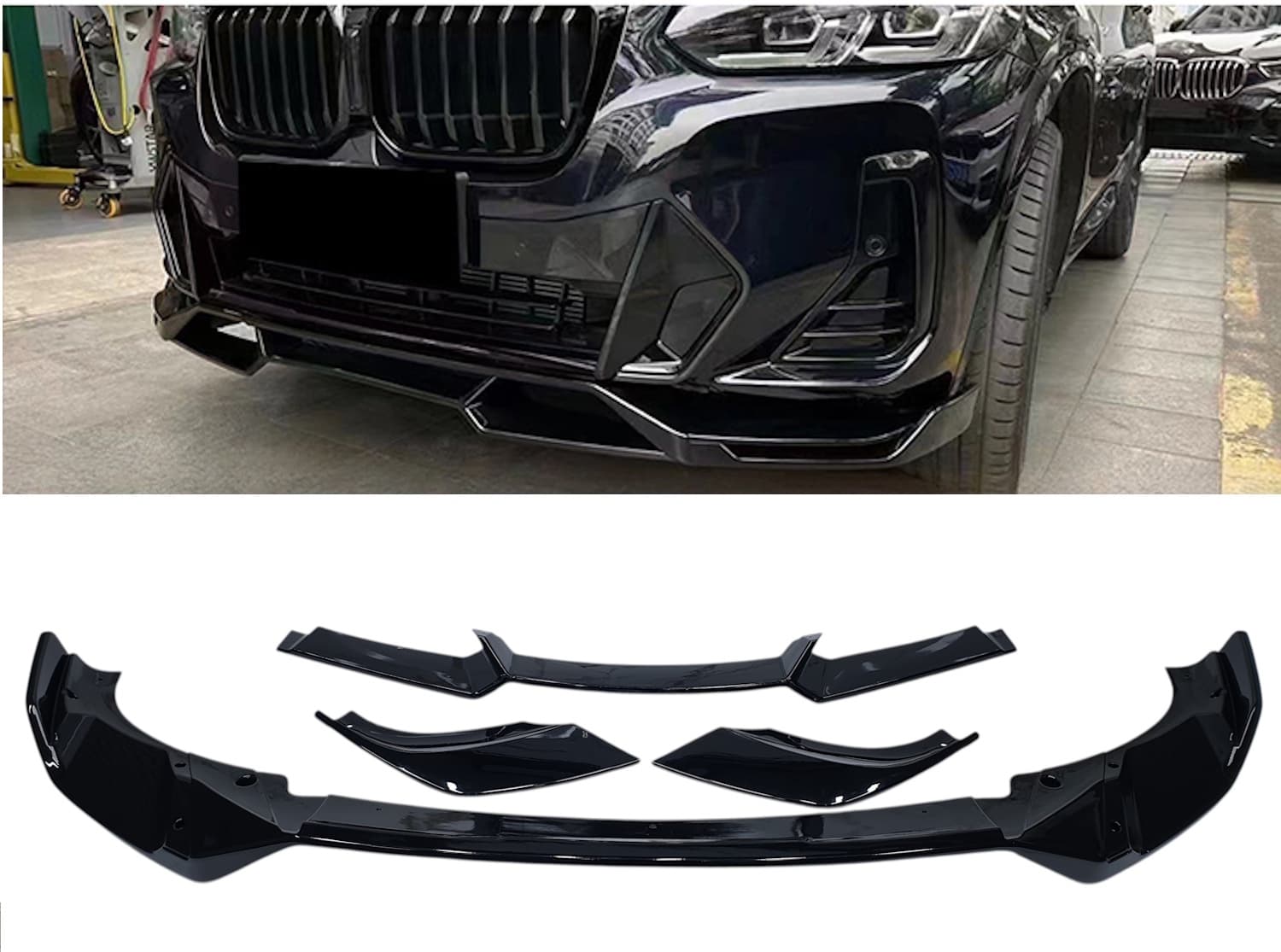 Губа (переднього бампера) Чорний глянець V3 на BMW X3 G01 2022-2024 року