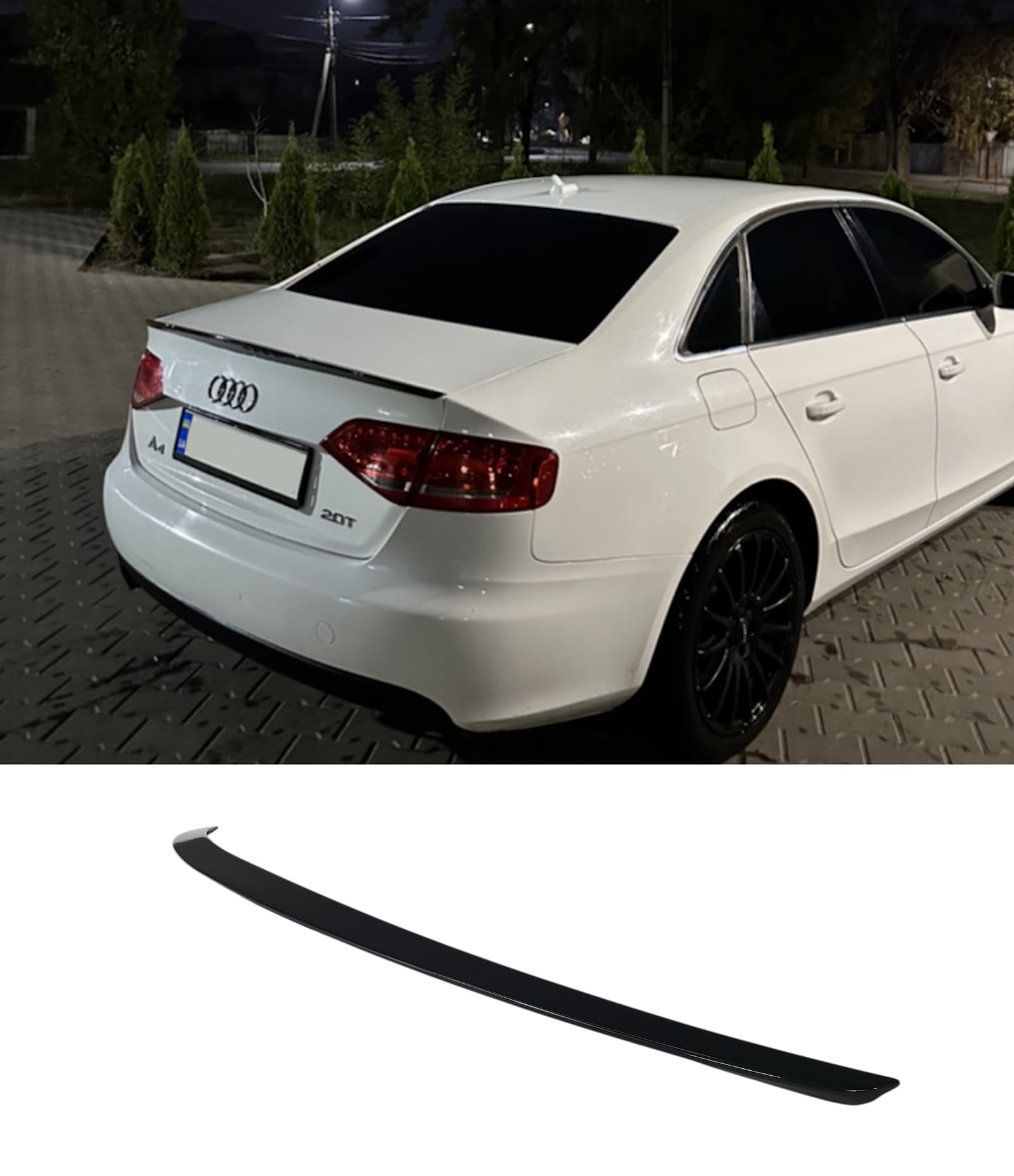Спойлер Чорний глянець V1 на Audi A4 B8 2007-2011 року