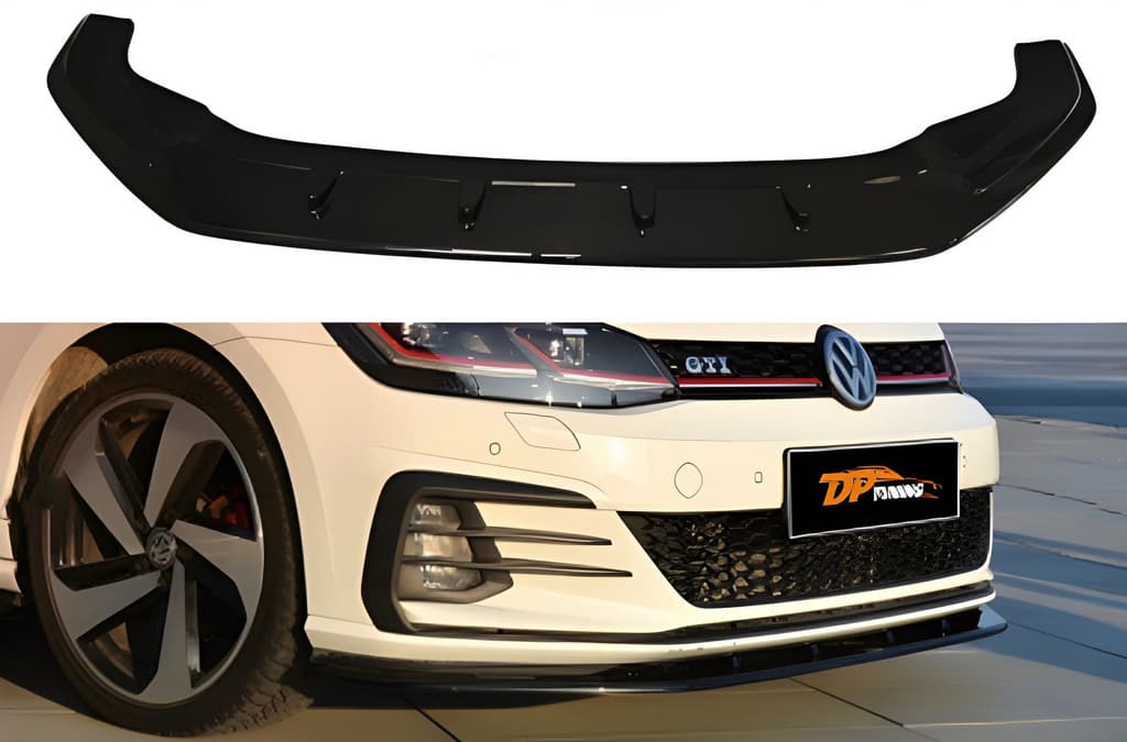 Передня Lip накладка V-1 (для GTI, 2017-2019, чорний глянець)