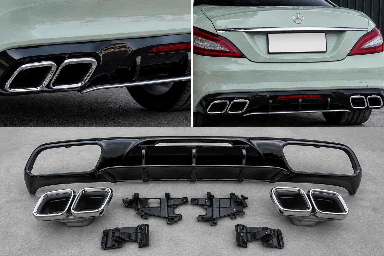 Задній дифузор з насадками Chrome (2015-2018, Дизайн GT63)