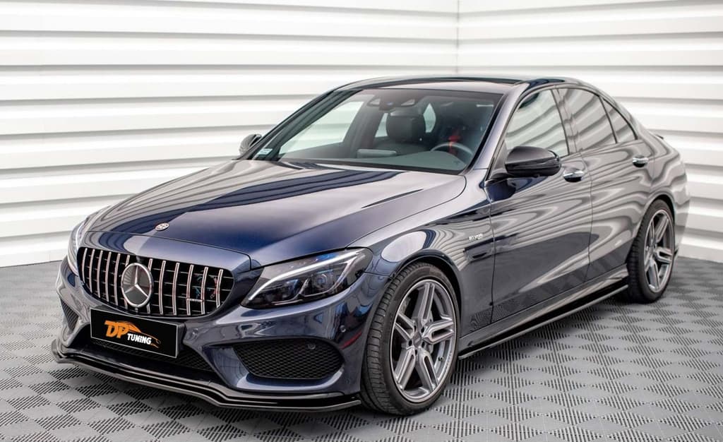 Накладка на передній бампер V2 (2014-2018, тільки для AMG-Line, чорний глянець)
