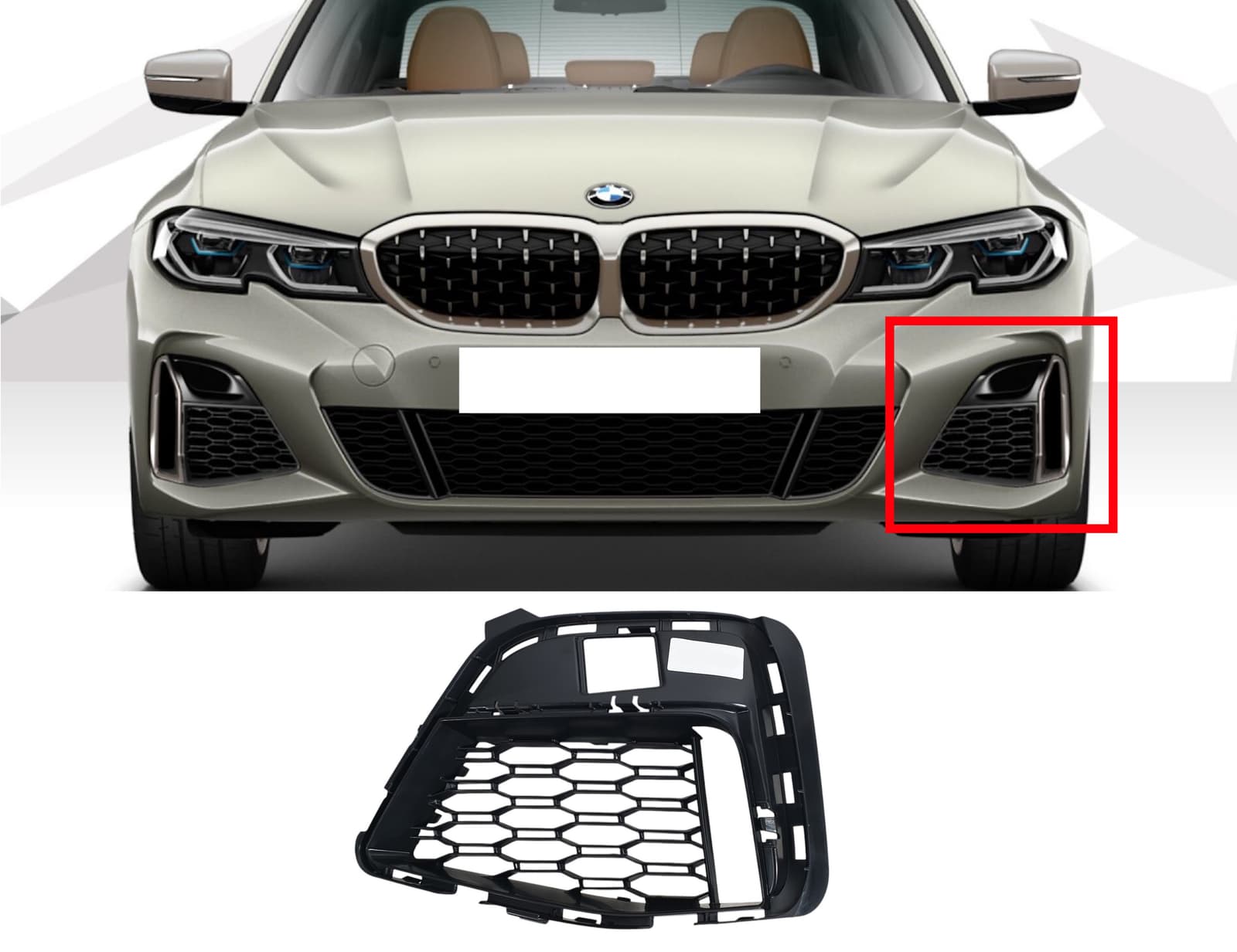 Решітки в бампер Чорний глянець LH (М-пакет) на BMW 3 Series G20 / G21 2018-2022 року