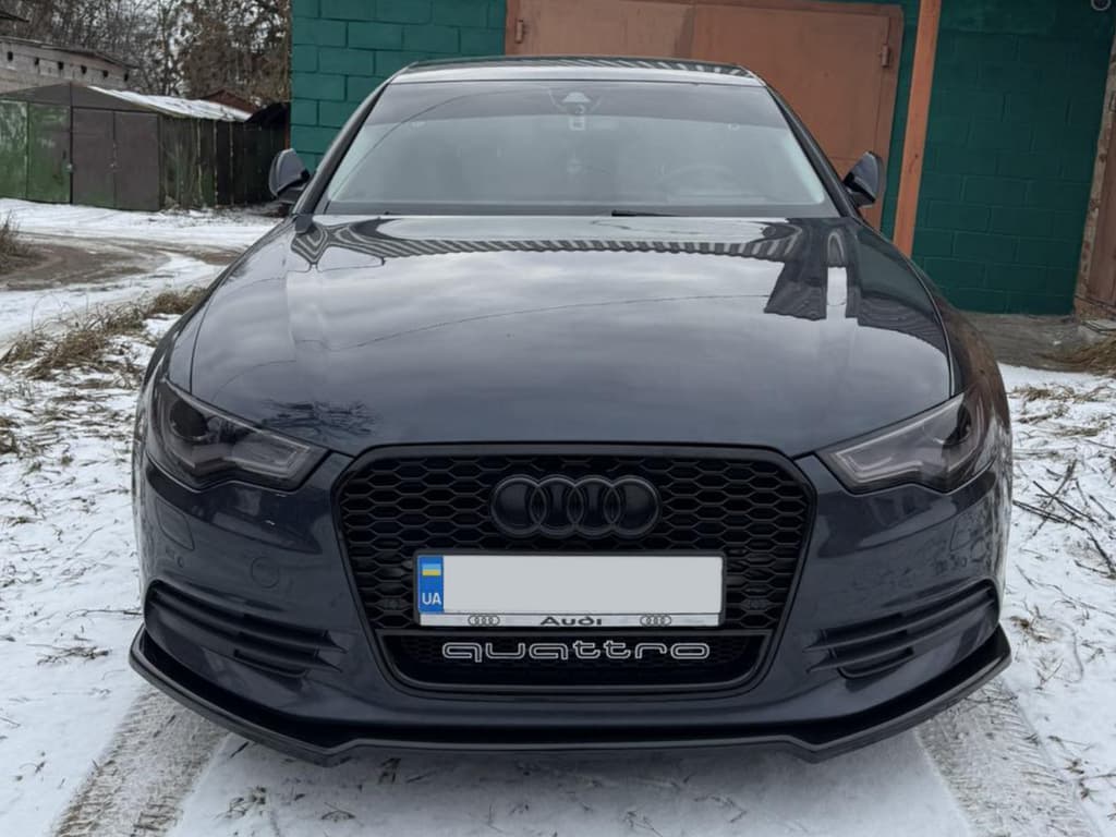Передня Lip накладка V-2 (для S-Line, 2011-2015) (чорний глянець)