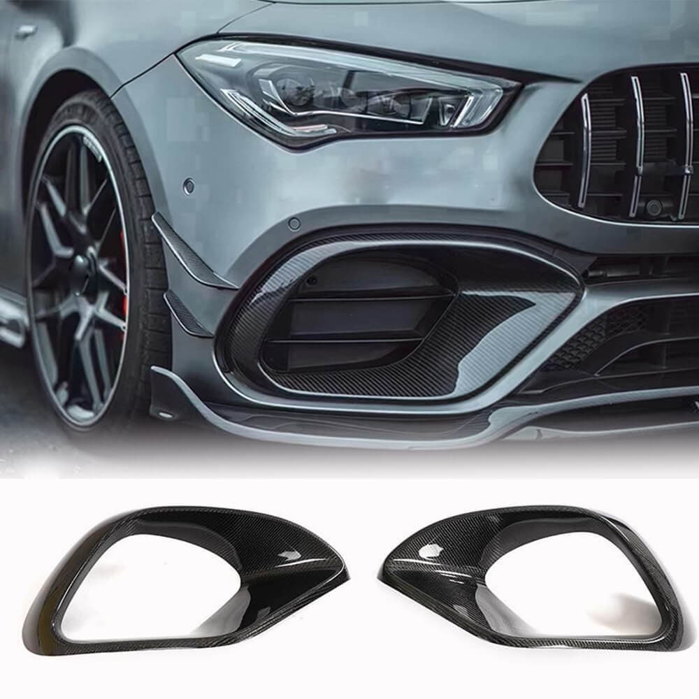 Накладки на передній бампер (для CLA45 AMG SD, Карбон)