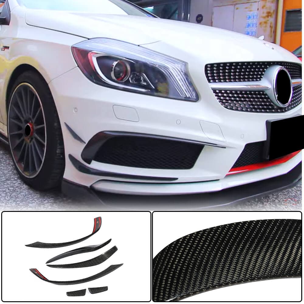 Накладки на передній бампер (для AMG-Line / A45 AMG HB 2013-2015, Карбон)