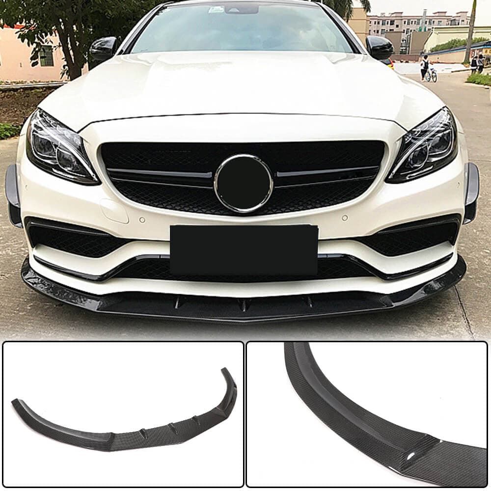 Накладка на передній бампер Lip V1 (для SD C63 AMG 2015-2019, Карбон)