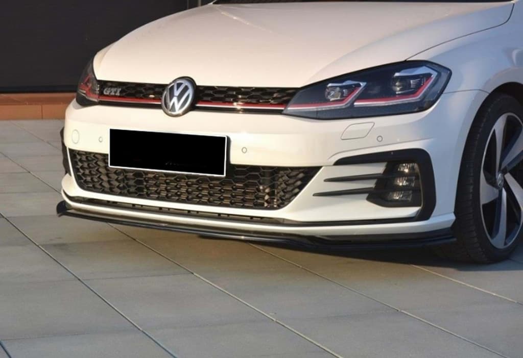 Передня Lip накладка V-2 (для GTI, 2017-2019, чорний глянець)