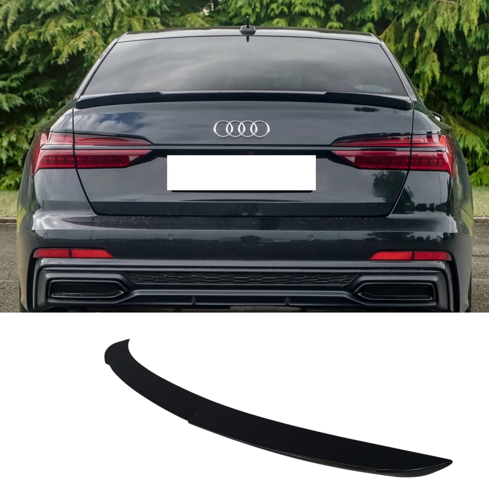 Спойлер Чорний глянець V1 на Audi A6 C8 2018-2023 року