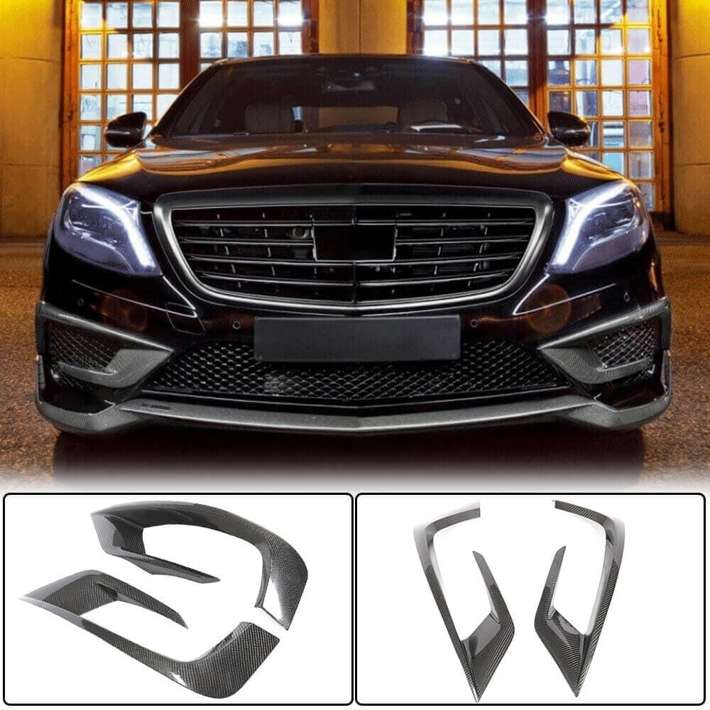 Накладки на передній бампер V1 (для S63 AMG 2014-2017, Карбон)