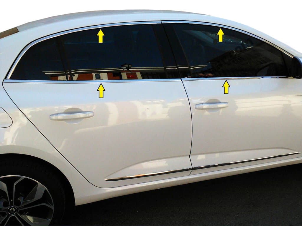 Повна окантовка вікон (Sedan, 12 шт., нерж.) Carmos - Турецька сталь 2