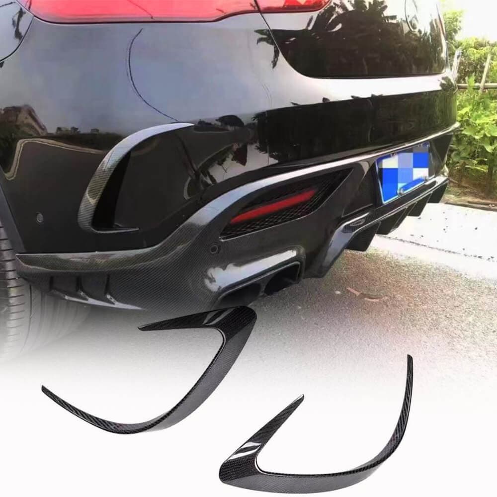 Накладки на задній бампер (для GLE 350/GLE450/GLE63 2019-2023, Карбон)