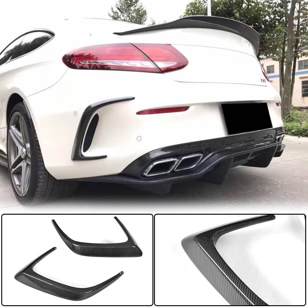 Накладки на задній бампер (для купе/кабріолет C63 AMG 2015-2019, Карбон)