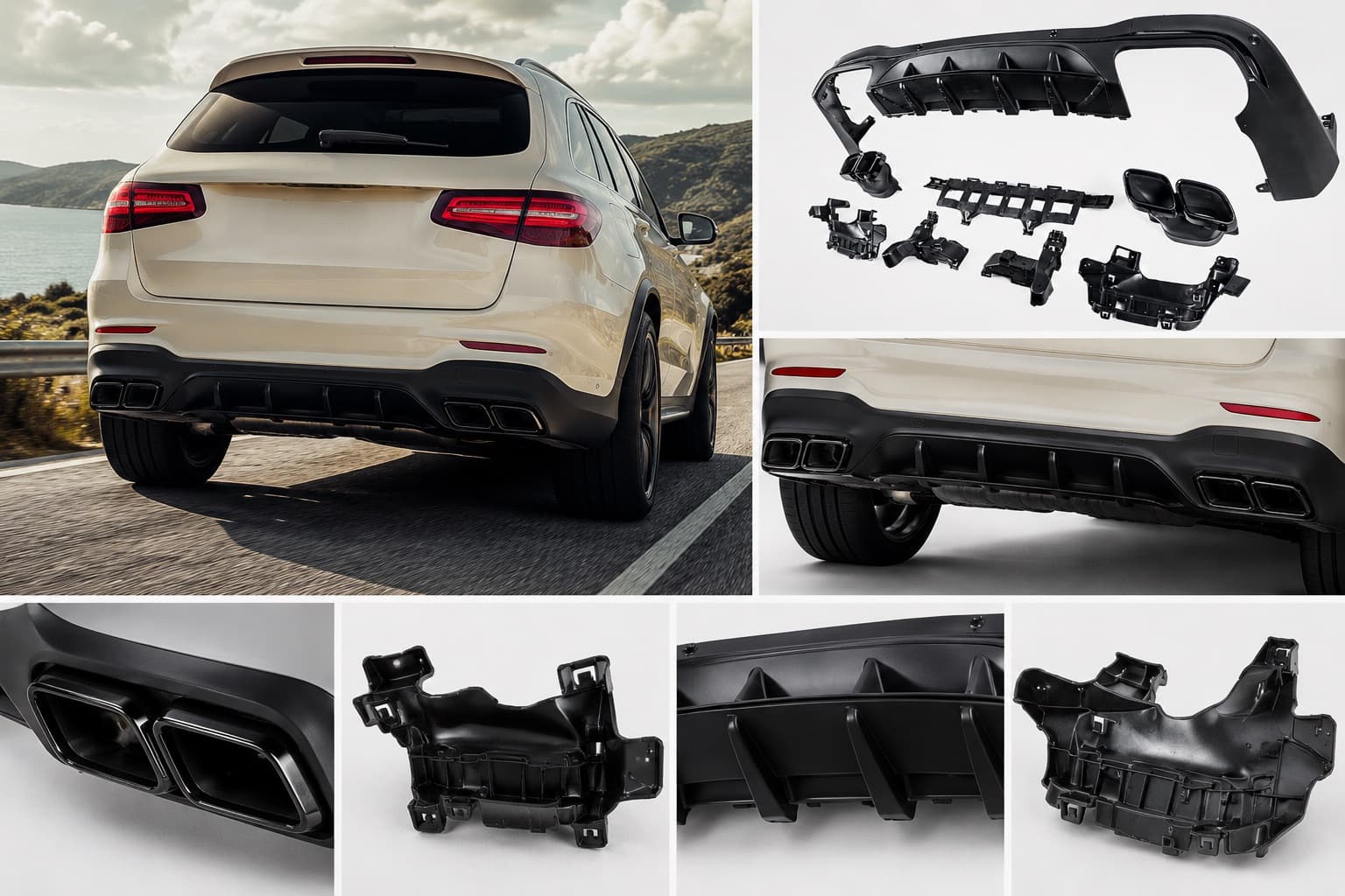 Задній дифузор з насадками Black (Дизайн AMG63)