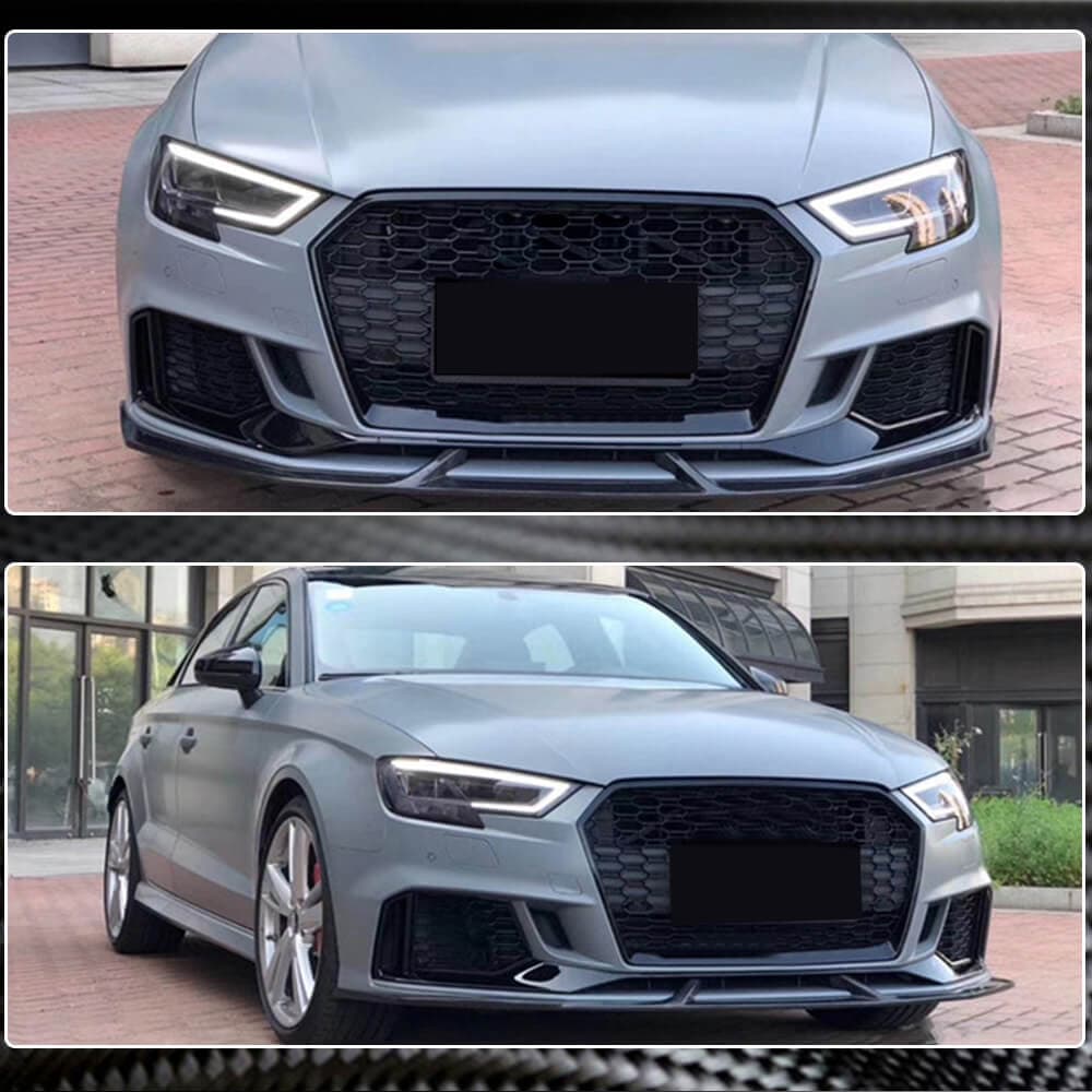 Накладки на передній бампер V4 (для RS3 Sedan 2017-2020, Карбон)