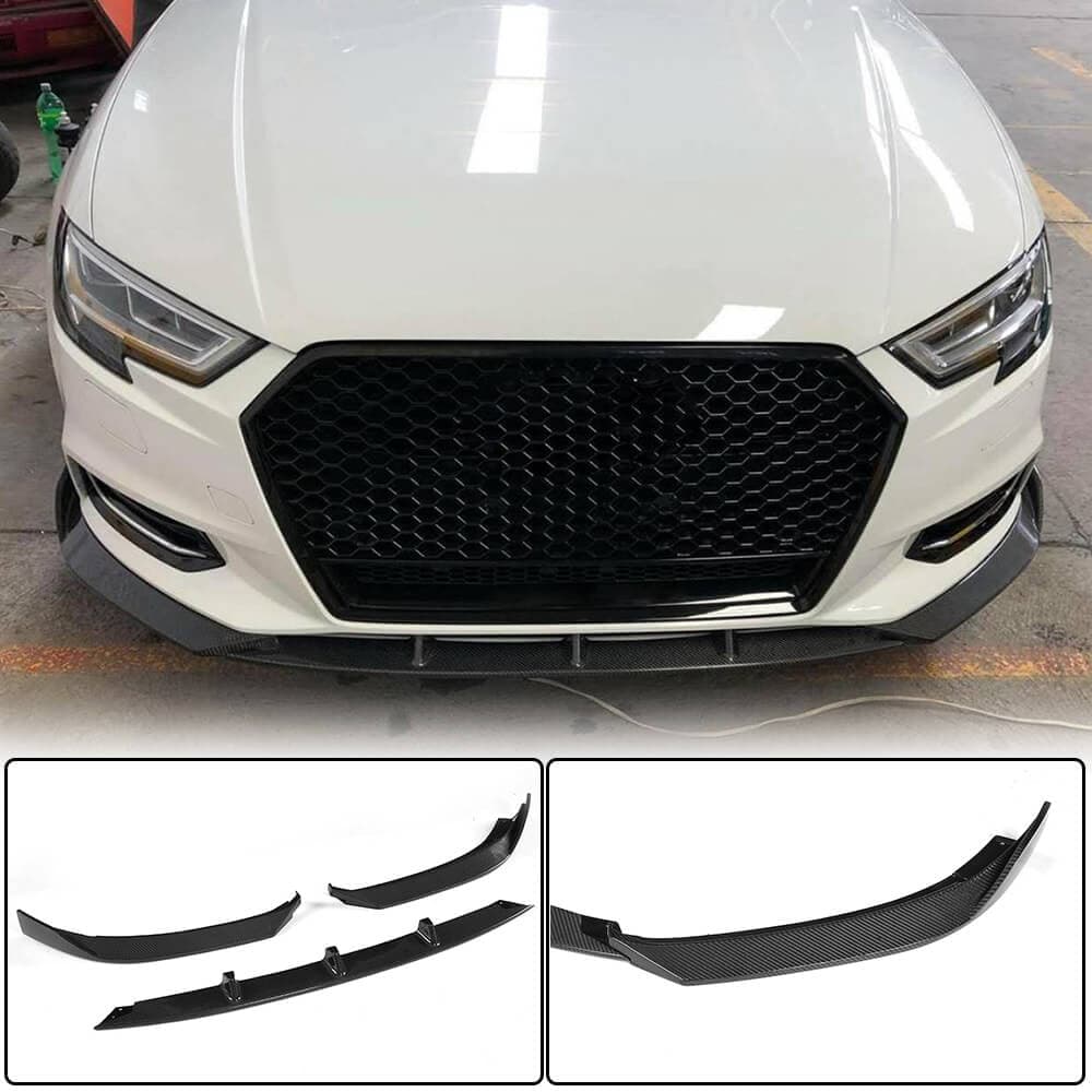Накладка на передній бампер Lip V1 (для Base 2017-2020 Sedan, Карбон)