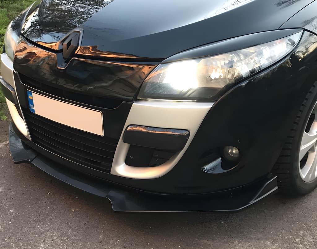 Універсальна передня Lip накладка V-1 (ABS, чорний глянець) 2