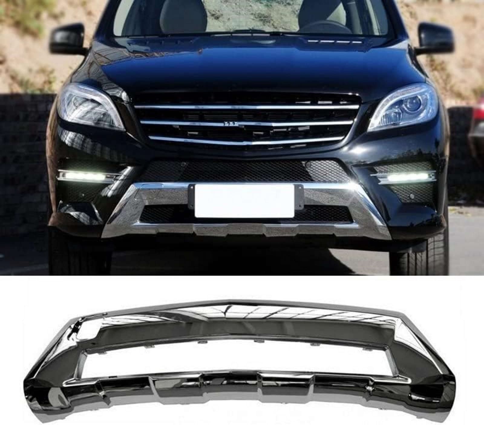 Накладки на бампер передній AMG (Хром) на Mercedes-Benz ML-Class W166 2011-2015 року