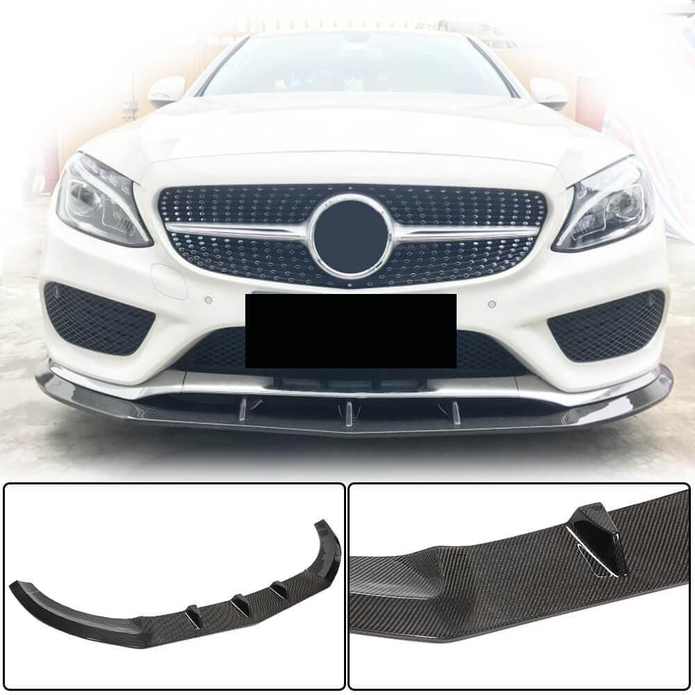 Накладка на передній бампер Lip V3 (для C43 AMG 2015-2019, Карбон)