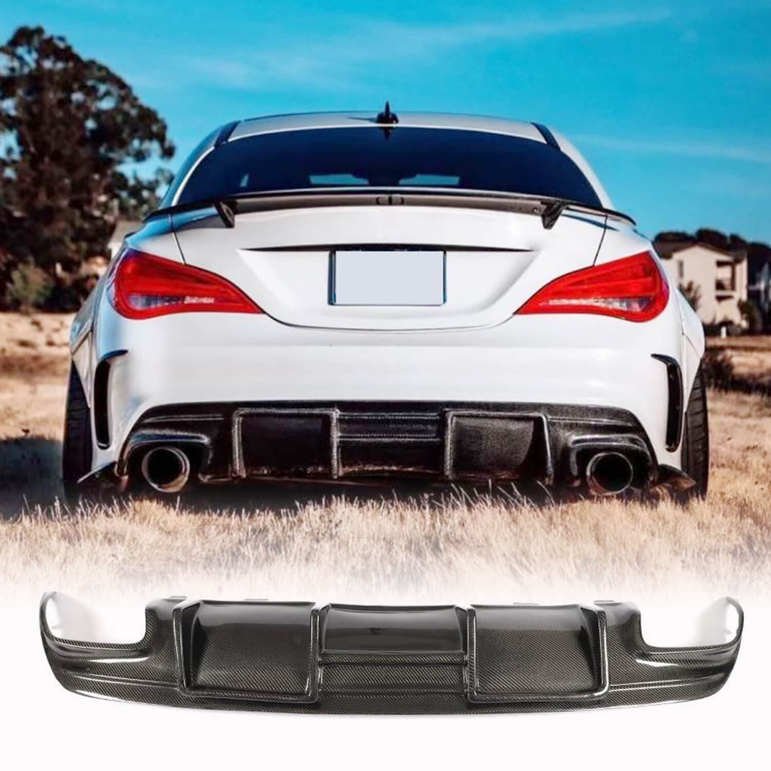 Дифузор заднього бамера V1 (для AMG-Line / CLA45 AMG, Карбон)