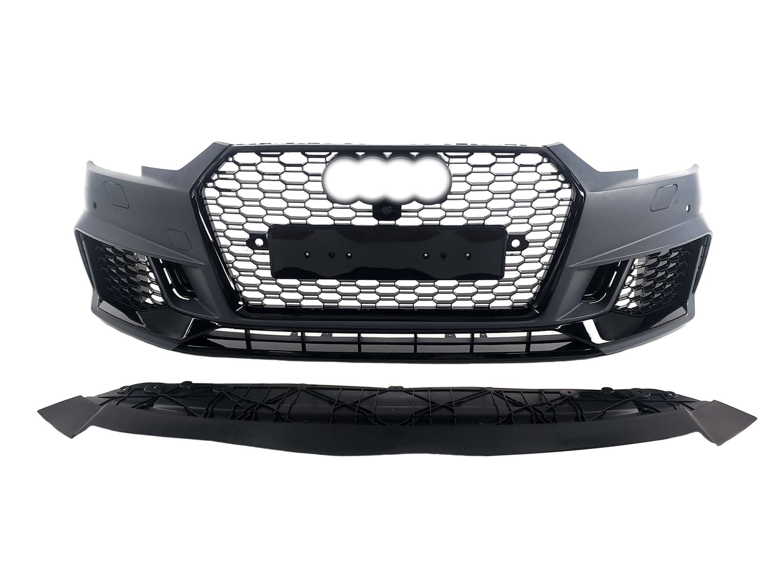 Передній бампер (в стилі RS4 без радарів V1) на Audi A4 B9 2015-2019 року