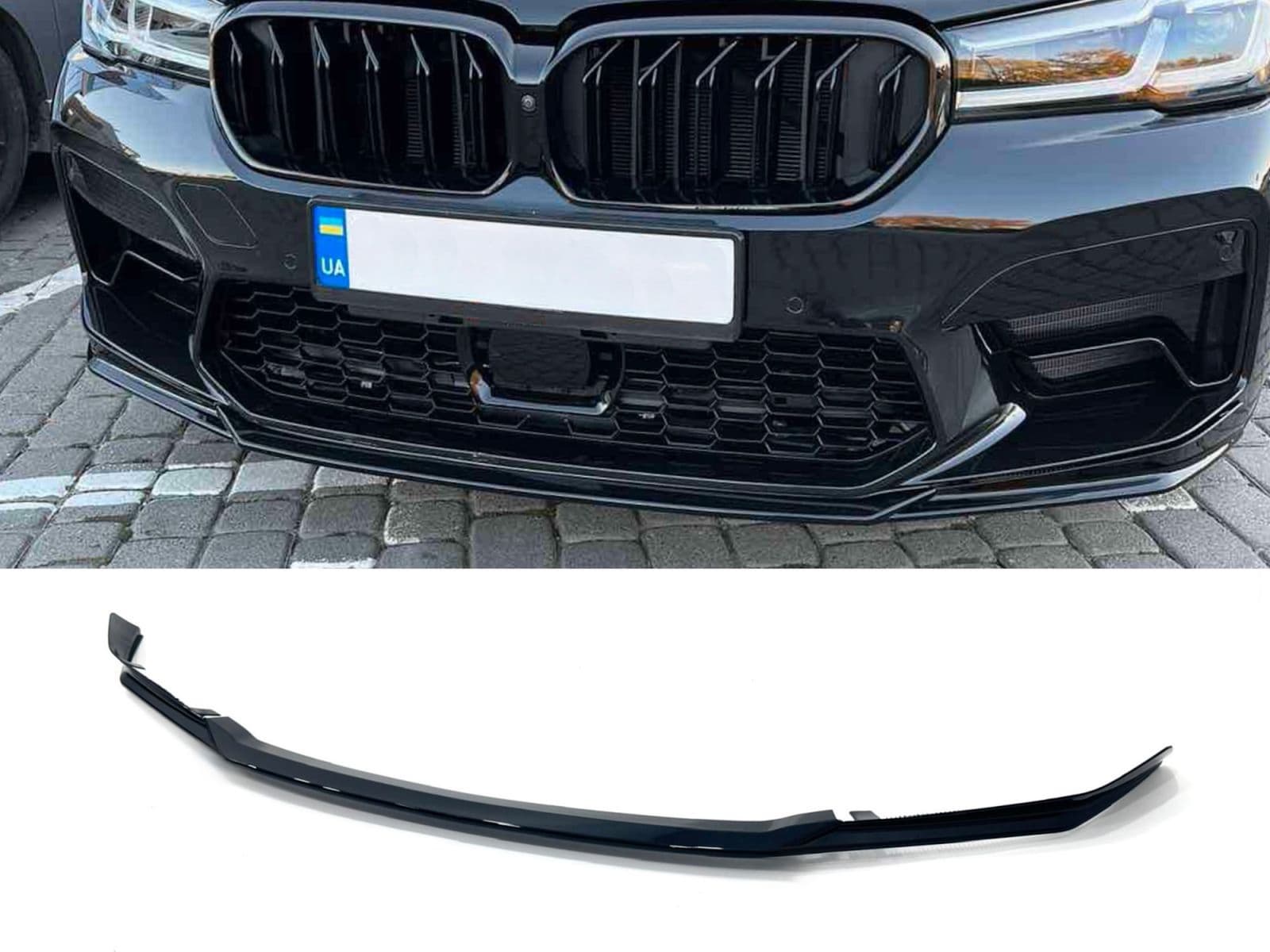 Губа (переднього бампера) Чорний глянець (під М5 LCI) на BMW 5 Series G30 / G31 2017-2020 року