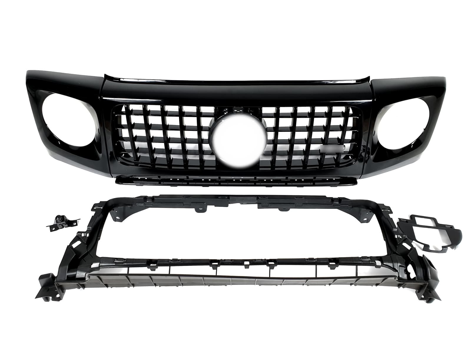 Решітка радіатора Full Black + рамки на фари GT на Mercedes-Benz G-Class W463 2018-2025 року