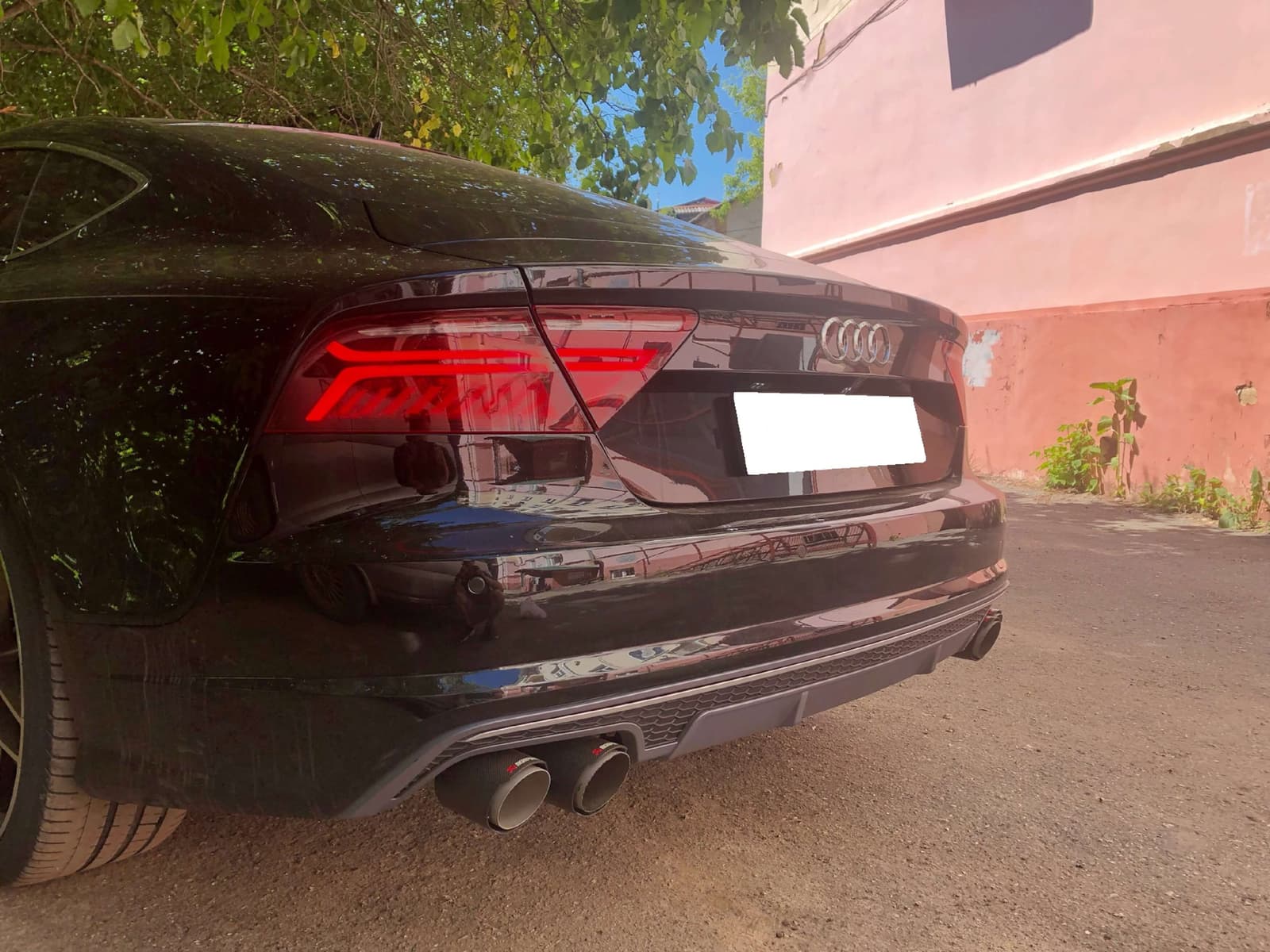 Дифузор (заднього бампера) Silver Black (в стилі S7 00-00) на Audi A7 4G 2014-2017 року 6