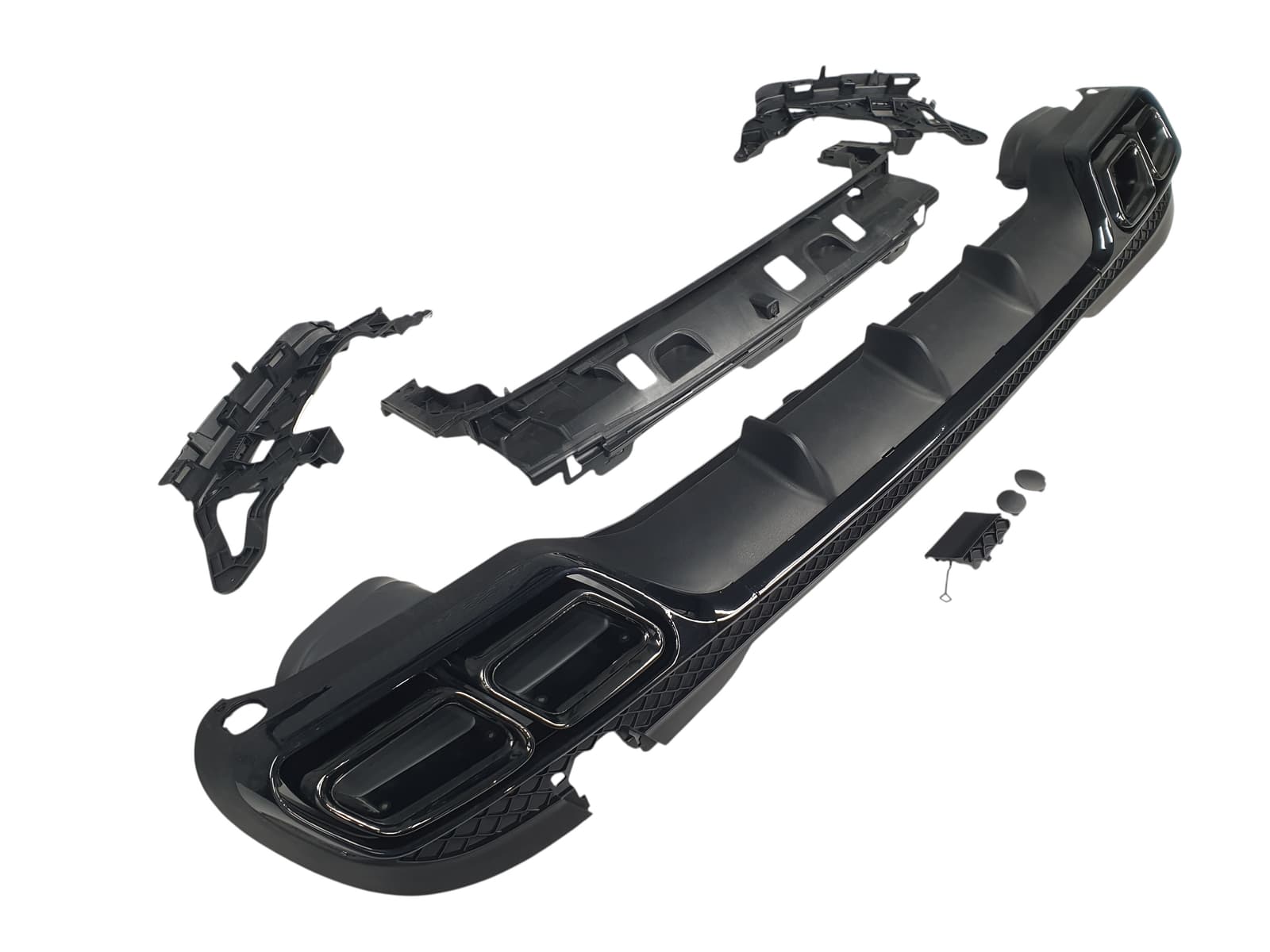Дифузор (заднього бампера) Full Black / Black Pipe (стиль AMG E63) на Mercedes-Benz E-Class W212 2013-2016 року 2
