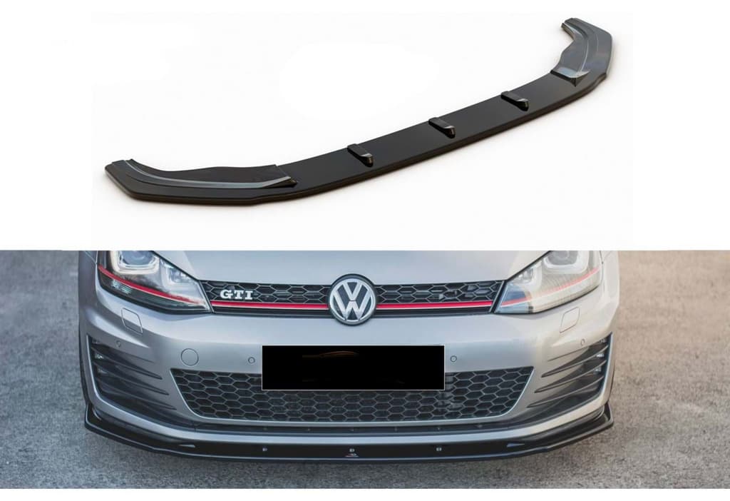 Передня Lip накладка V-1 (для GTI, 2012-2017, чорний глянець)