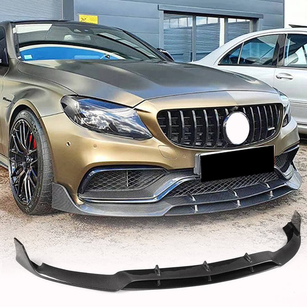 Накладка на передній бампер Lip V2 (для купе/кабріолет C63 AMG 2015-2019, Карбон)