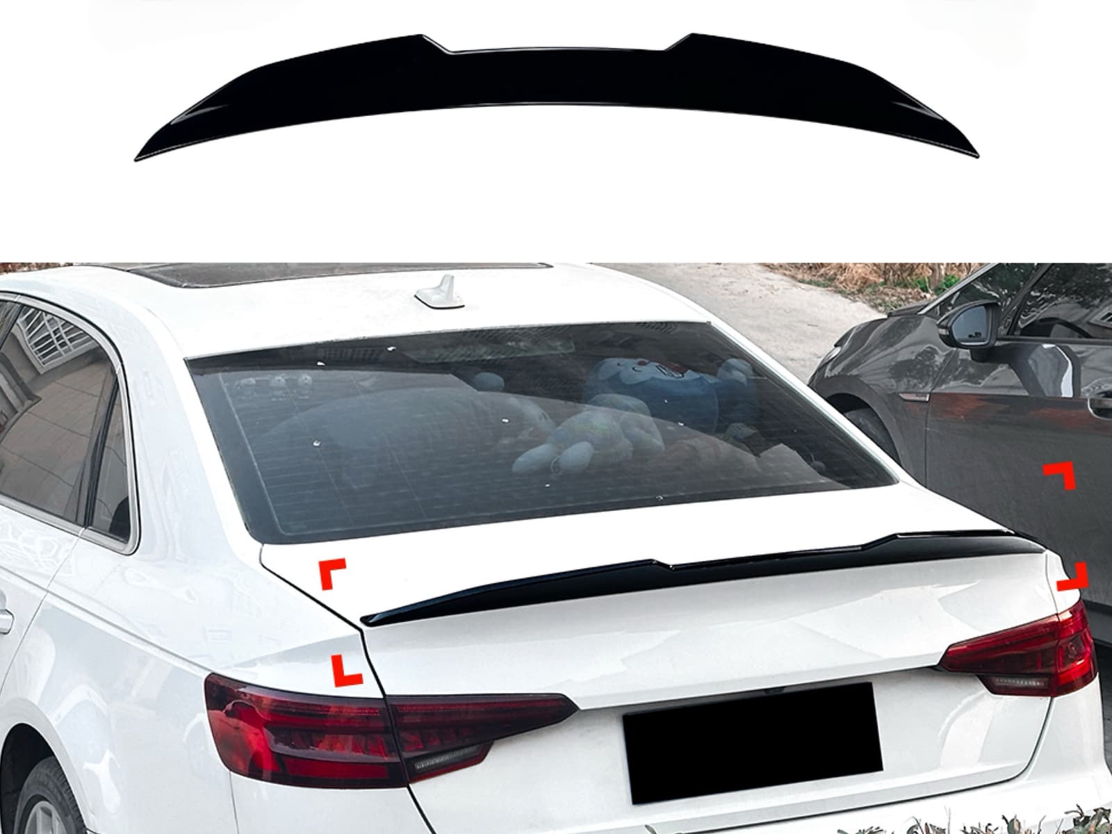 Спойлер ліп стиль PSM для Audi A4 B9 2015-2023 ABS пластик, колір чорний глянець