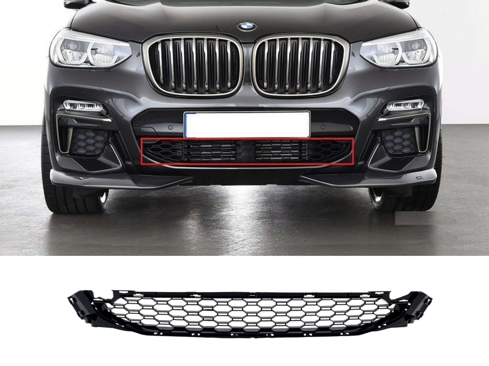 Решітки в бампер середня M-Paket на BMW X3 G01 2018-2022 року