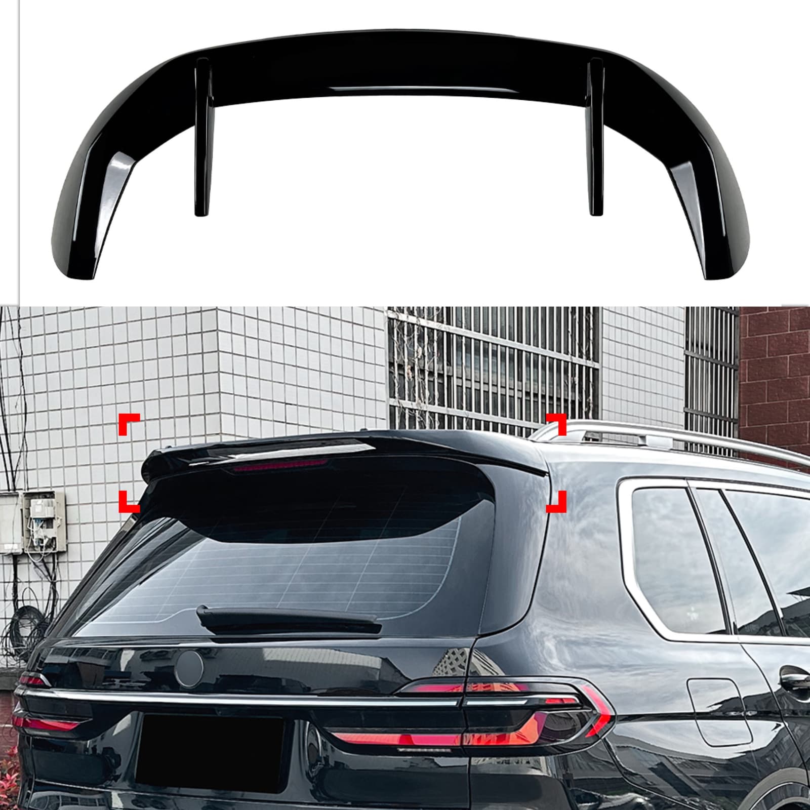 Спойлер на кришку багажника BMW X7 G07 2019- ABS пластик, колір чорний глянець