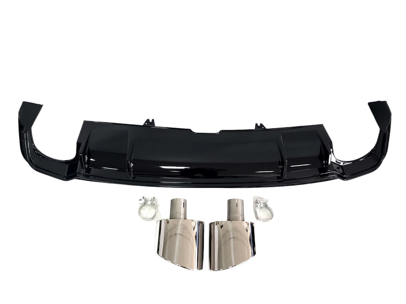 Дифузор (заднього бампера) Full Black / Chrome Pipe (в стилі RS5) S-Line на Audi A5 B9 2016-2020 року