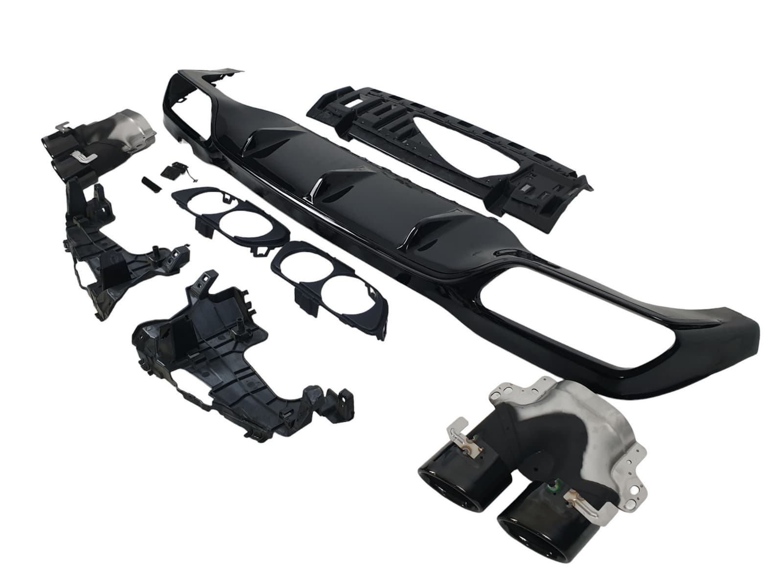 Дифузор (заднього бампера) Black / Black Pipe (стиль E53) AMG на Mercedes-Benz E-Class W213 2016-2020 року 3