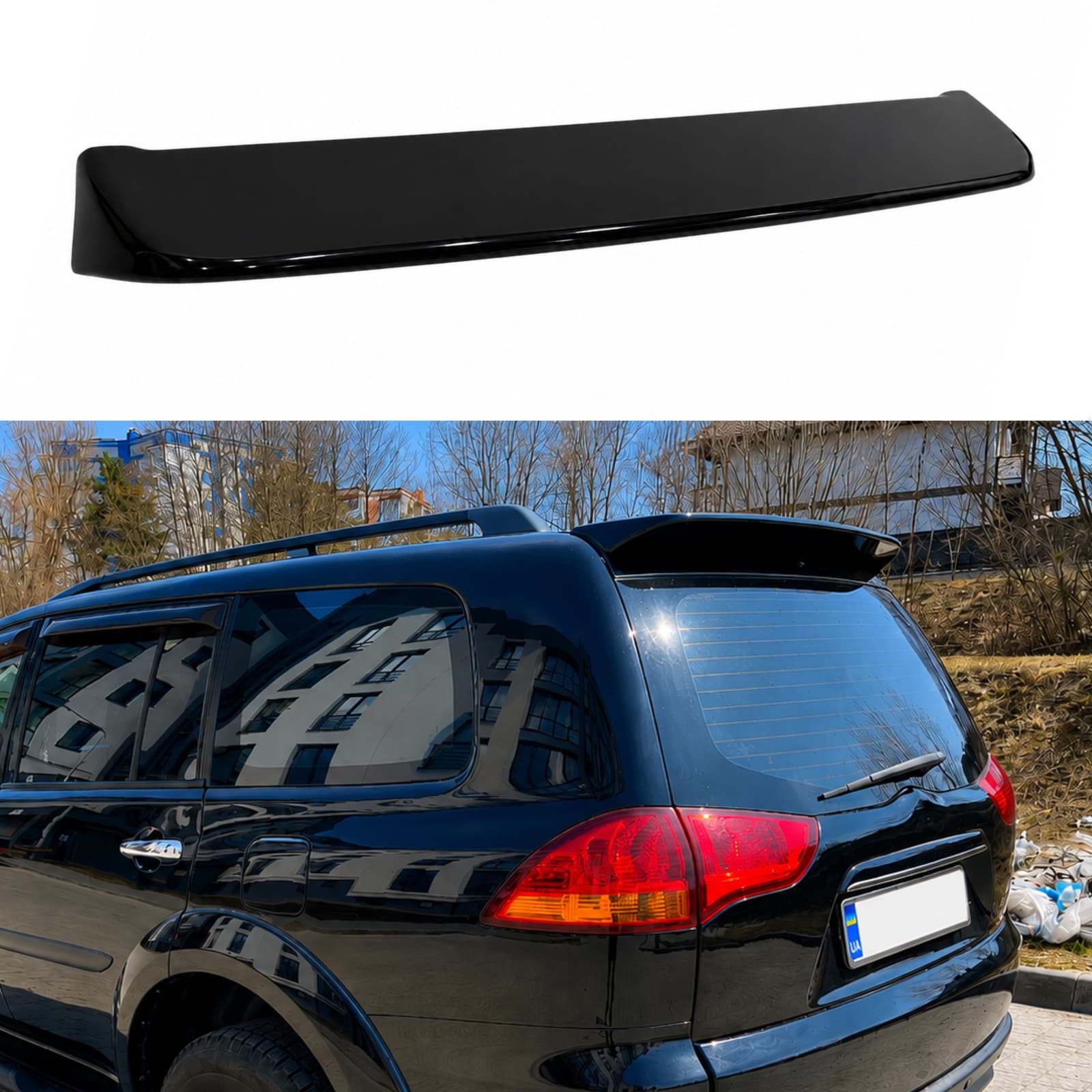 Спойлер козирок Mitsubishi Pajero Sport 2008-2016 ABS пластик, чорний глянець