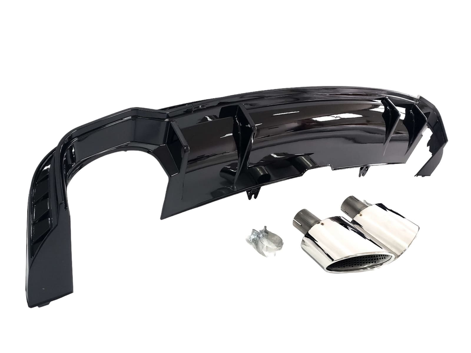 Дифузор (заднього бампера) Full Black / Chrome Pipe (в стилі RS5) S-Line на Audi A5 B9 2016-2020 року 3