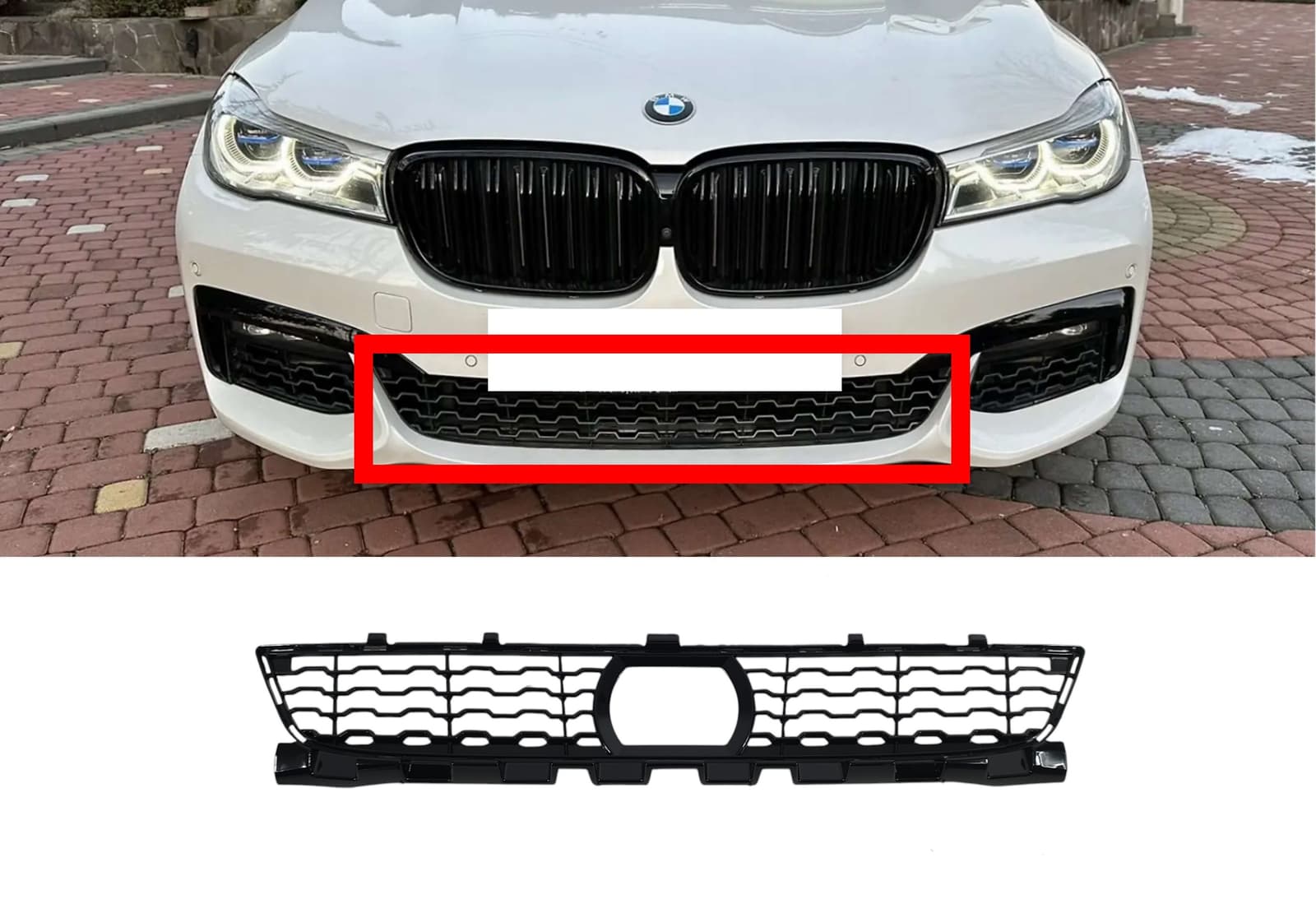 Решітки в бампер середня (під радар) M-Paket на BMW 7 Series G11 / G12 2015-2019 року