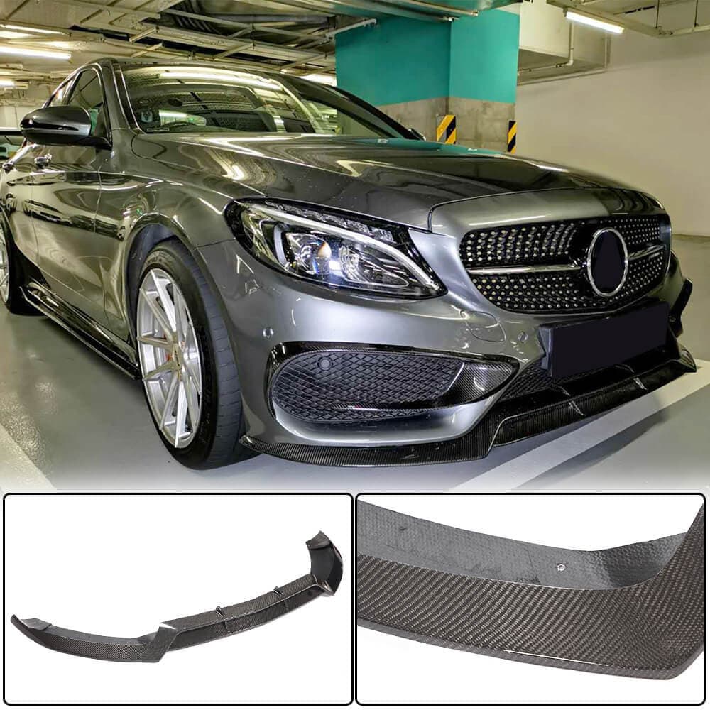 Накладка на передній бампер Lip V1 (для C43 AMG 2015-2019, Карбон)