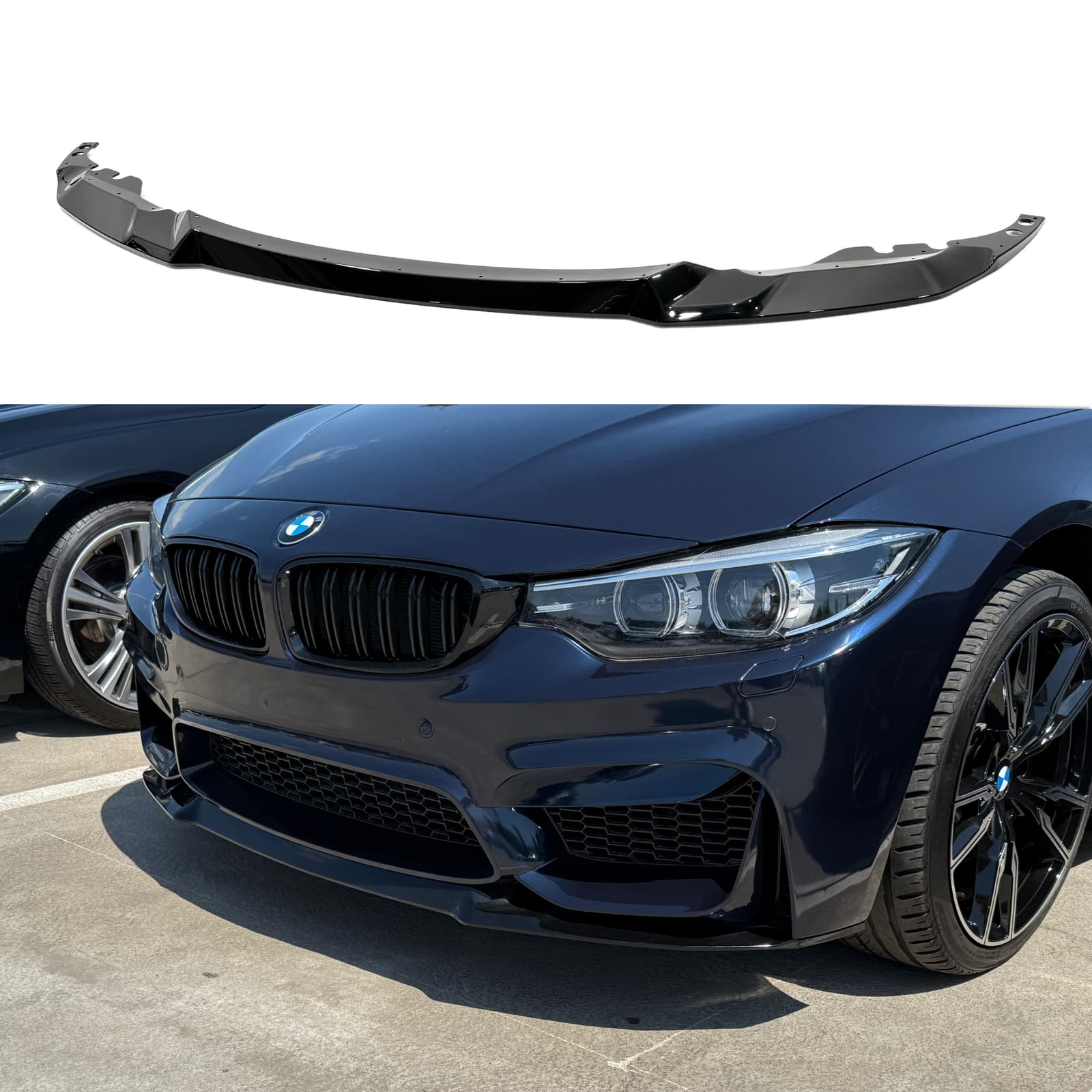 Спідниця переднього бампера M3 CS для BMW 3 series F30 F31 2012-2018 ABS пластик, чорний глянець