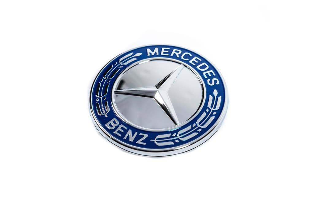 Заглушка замість емблеми на капот Mercedes (синя і хром, 57мм)