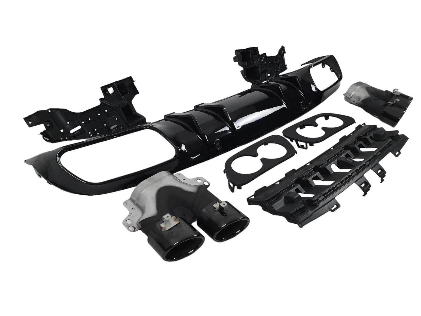 Дифузор (заднього бампера) Black / Black Pipe (стиль C43S) Coupe на Mercedes-Benz C-Class W205 2018-2021 року 2