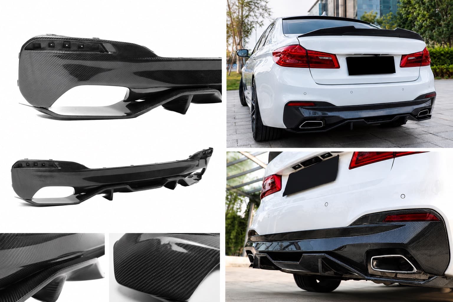 Дифузор заднього бампера V4 (для M-Sport/M5 F90, Карбон)